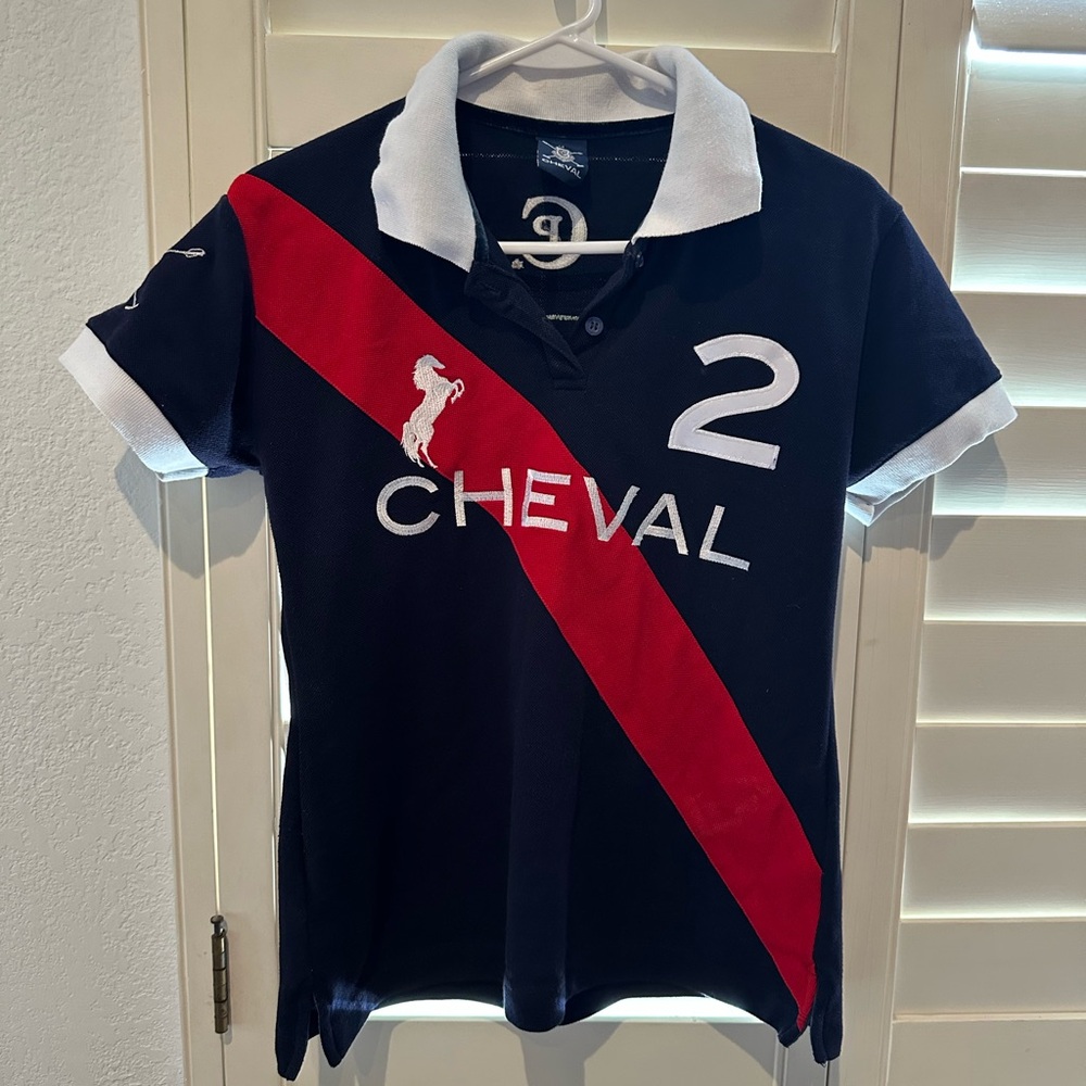 Equestrian Polo Shirt - Navy and Red
